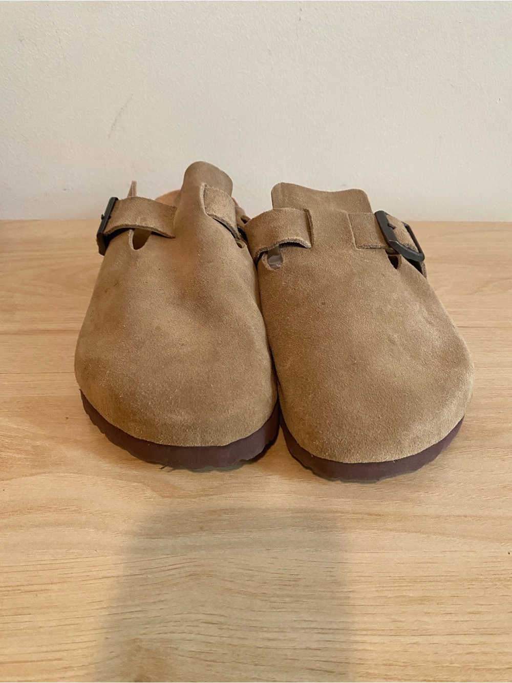 *needs fix* Birkenstock Boston Taupe Suede Soft Footbed Clogs EU 40 US Women’s 9 - Picture 3 of 8
